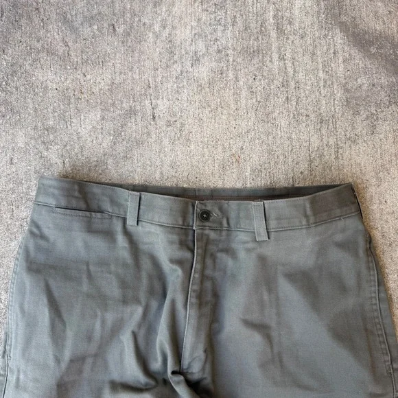 Savane Mens Olive Green Flat Front Chino Pants 100% Cotton 35x32 Straight Leg - Picture 4 of 10